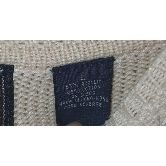 Vintage Woods & Gray Argyle Sweater Men's L Beige Orange Brown Size L Preppy - Picture 10 of 14